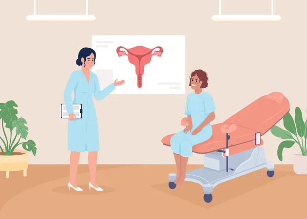 Patient at gynecologist appointment Illustration