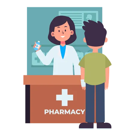 Patient at Pharmacy  Illustration