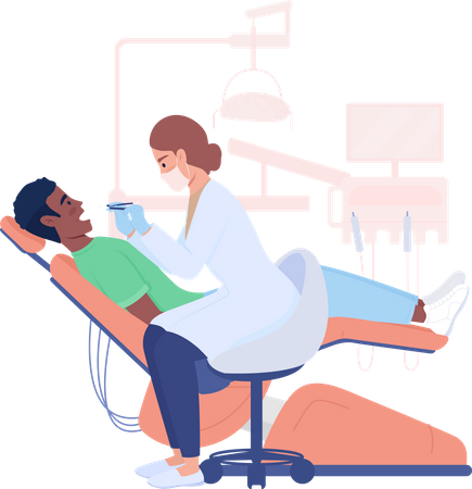 Patient souffrant de douleurs dentaires et dentiste  Illustration