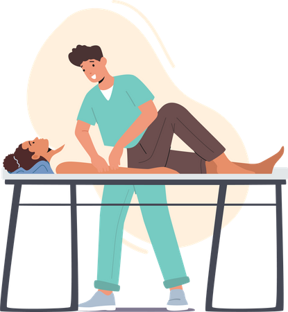 Patient ayant un massage et chiropracteur physiothérapeute ostéopathe  Illustration