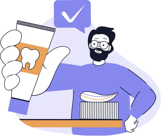 Patient brushes his teeth  Illustration