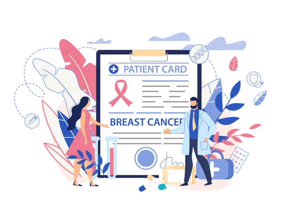 Patient card of breast cancer patient  Illustration