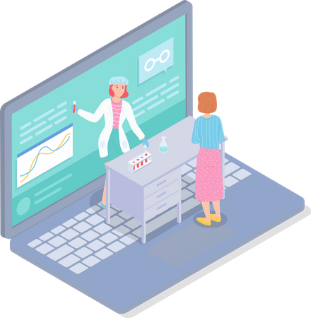 Patient check results of tests  Illustration