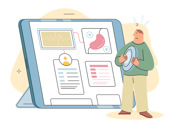 Patient checking online medical dashboard  Illustration