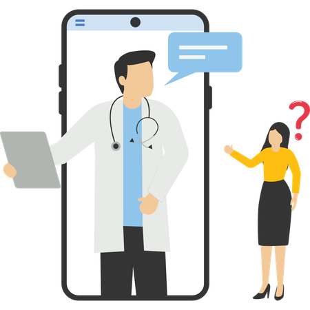 Patient consultation to the doctor via smartphone  Illustration