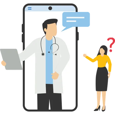 Patient consultation to the doctor via smartphone  Illustration