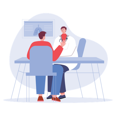Patient consulting with doctor Illustration