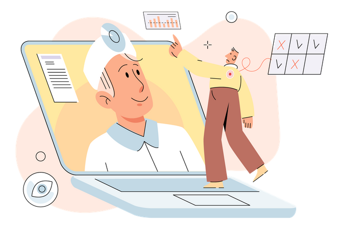 Patient consulting with doctor online Illustration