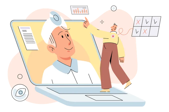 Patient consulting with doctor online  Illustration