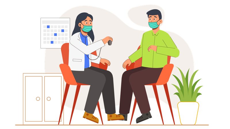 Patient consults doctor for his treatment  Illustration