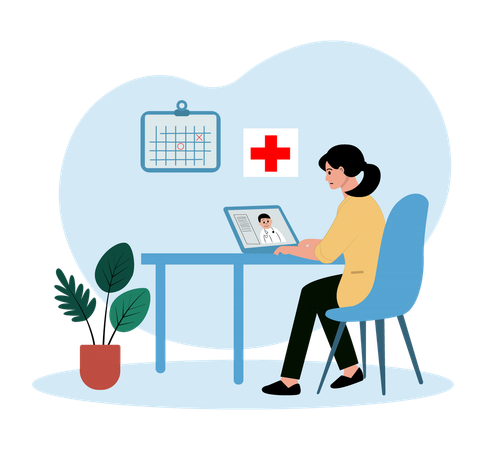 Patient doing online consultation  Illustration