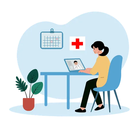 Patient doing online consultation  Illustration