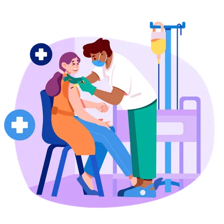 An Illustration Of Patient Doing Vaccination Illustration