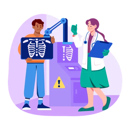 An Illustration Of Patient Doing An X Ray Analysis Illustration