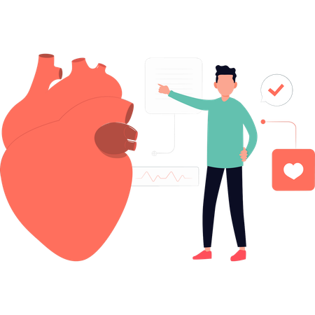 Patient explains about heart disease  Illustration
