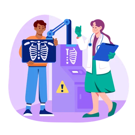 Patient effectuant une analyse aux rayons X  Illustration