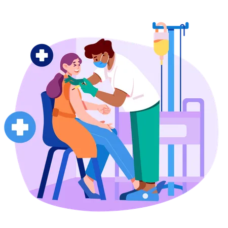 Patient faisant une vaccination  Illustration