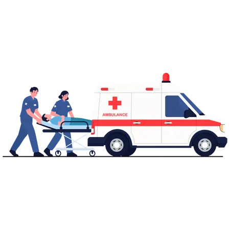 Patient getting ambulance rescue  Illustration