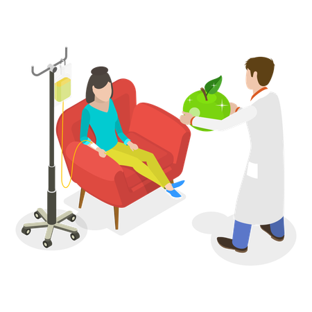 Patient getting intravenous treatment along with iv drip  Illustration