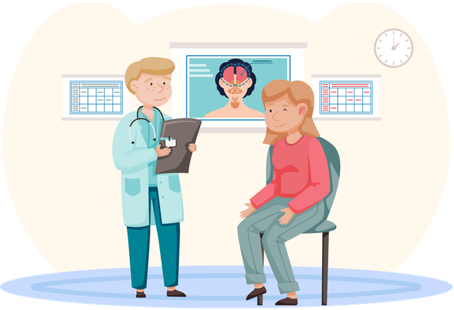 Patient getting medical examination  Illustration