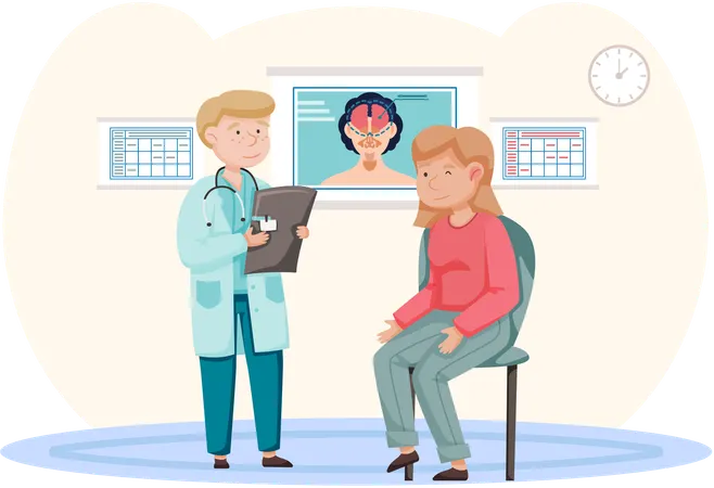 Patient getting medical examination  Illustration