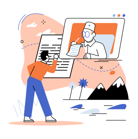 Patient getting online medicine consultation  Illustration