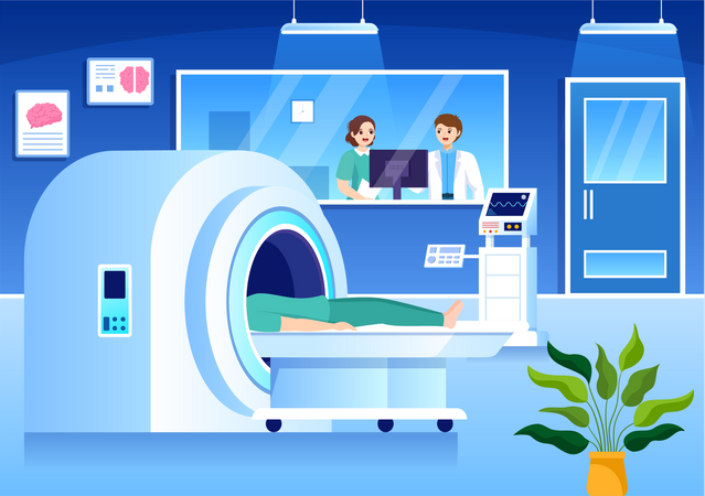 Patient going through MRI scan  Illustration