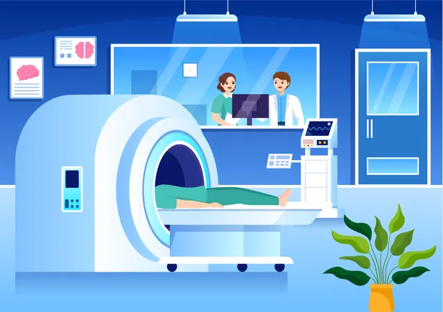Patient going through MRI scan  イラスト