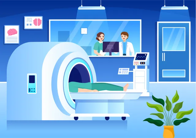 Patient going through MRI scan  Illustration