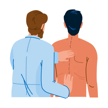 Treatment Chiropractors Spinal Health Vector Doctor Back Orthopedic Scoliosis Massage Physiotherapy Treatment Chiropractors Spinal Health Character People Flat Cartoon Illustration イラスト