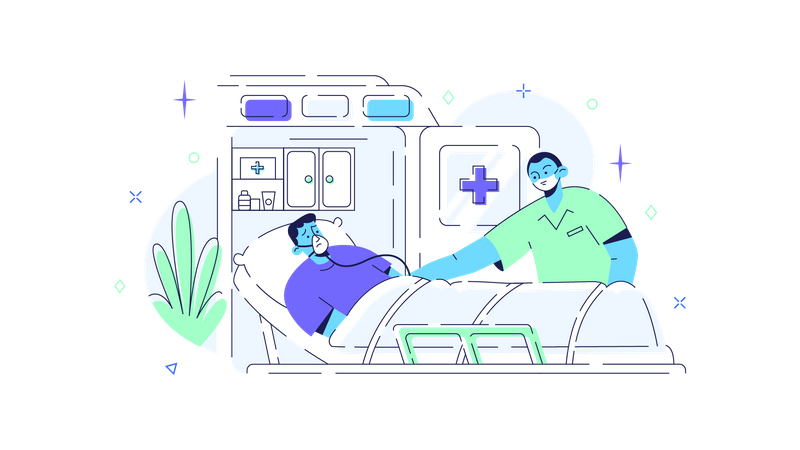 Patient im Krankenwagen  Illustration