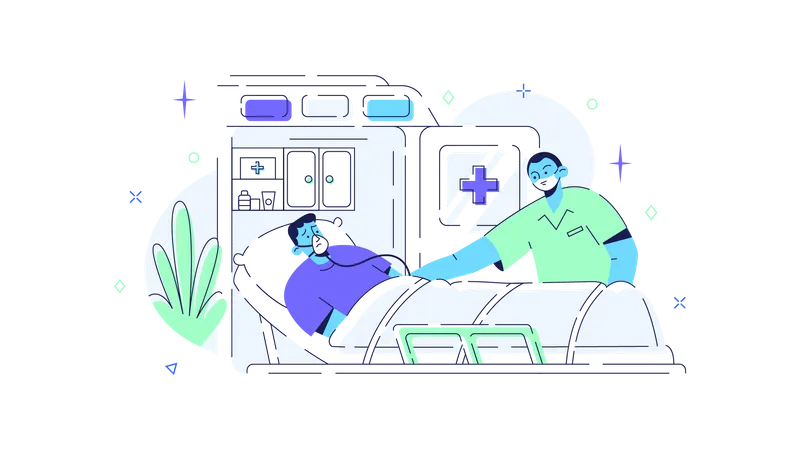 Patient im Krankenwagen  Illustration