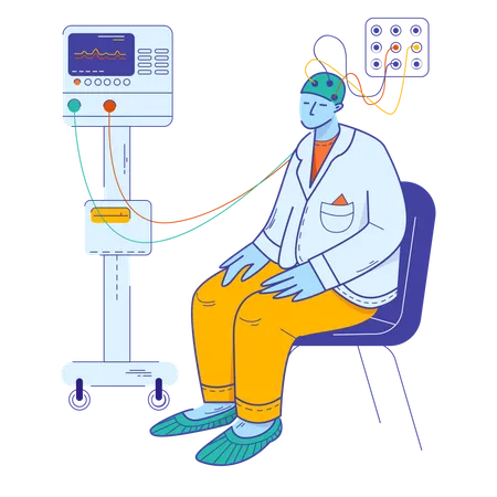 Patient in EEG treatment Illustration