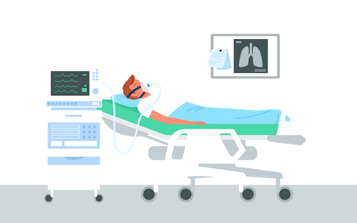 Patient in ICU  Illustration