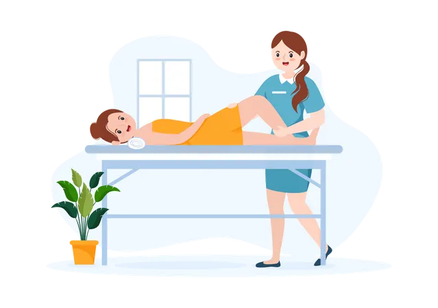 Patient in Physiotherapy Rehabilitation  Illustration