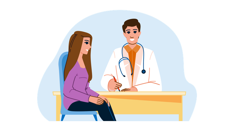 Patient is consulting doctor  Illustration