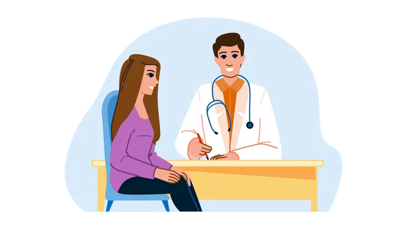 Patient is consulting doctor  Illustration