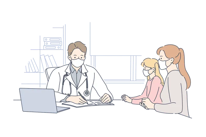 Patient is consulting doctor  Illustration