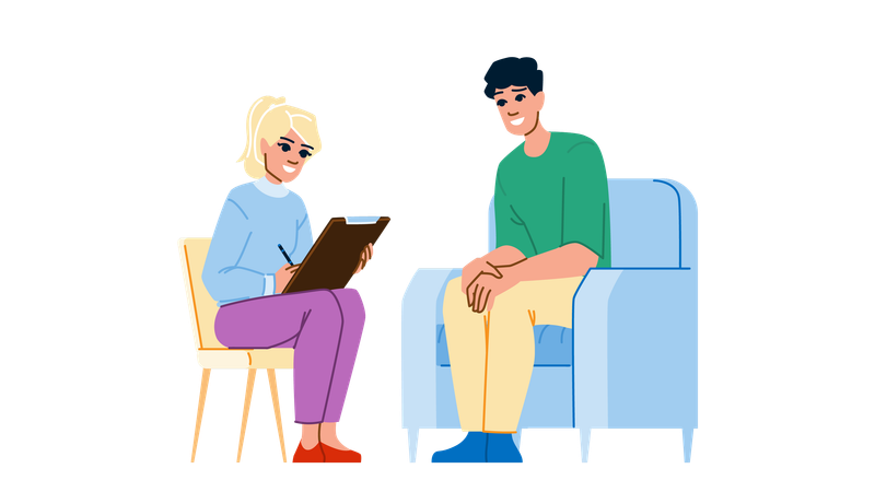 Patient is consulting doctor  Illustration