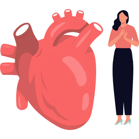 A Girl Is Standing Next To The Heart Illustration