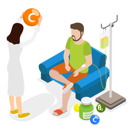 Patient is giving blood for test  イラスト