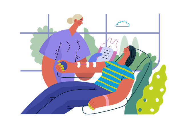 Patient is giving blood  イラスト