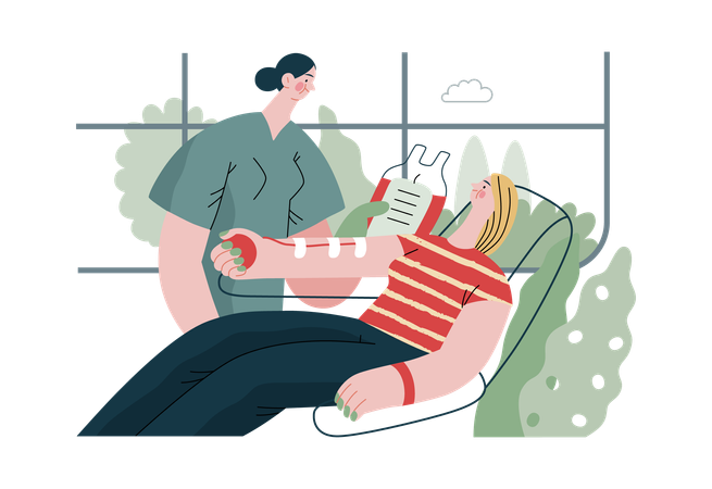 Patient is giving blood  イラスト