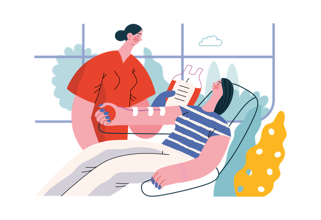 Patient is giving blood  イラスト
