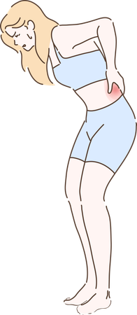 Patient is suffering from back pain  イラスト