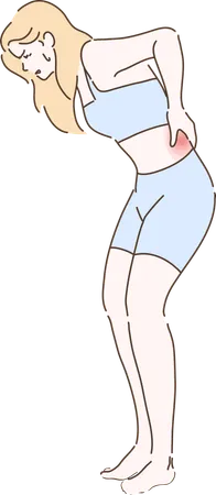Patient is suffering from back pain  イラスト