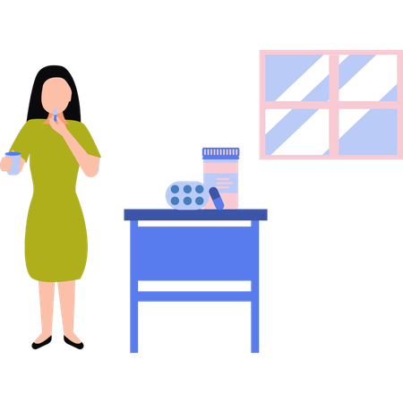 Patient is taking medicine  Illustration