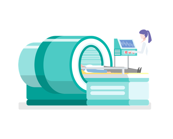 Patient Laying on Table for MRI scan  Illustration