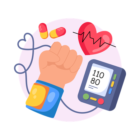 Patient measures Blood Pressure  Illustration