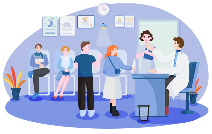 Patient meeting doctor for health checkup  Illustration